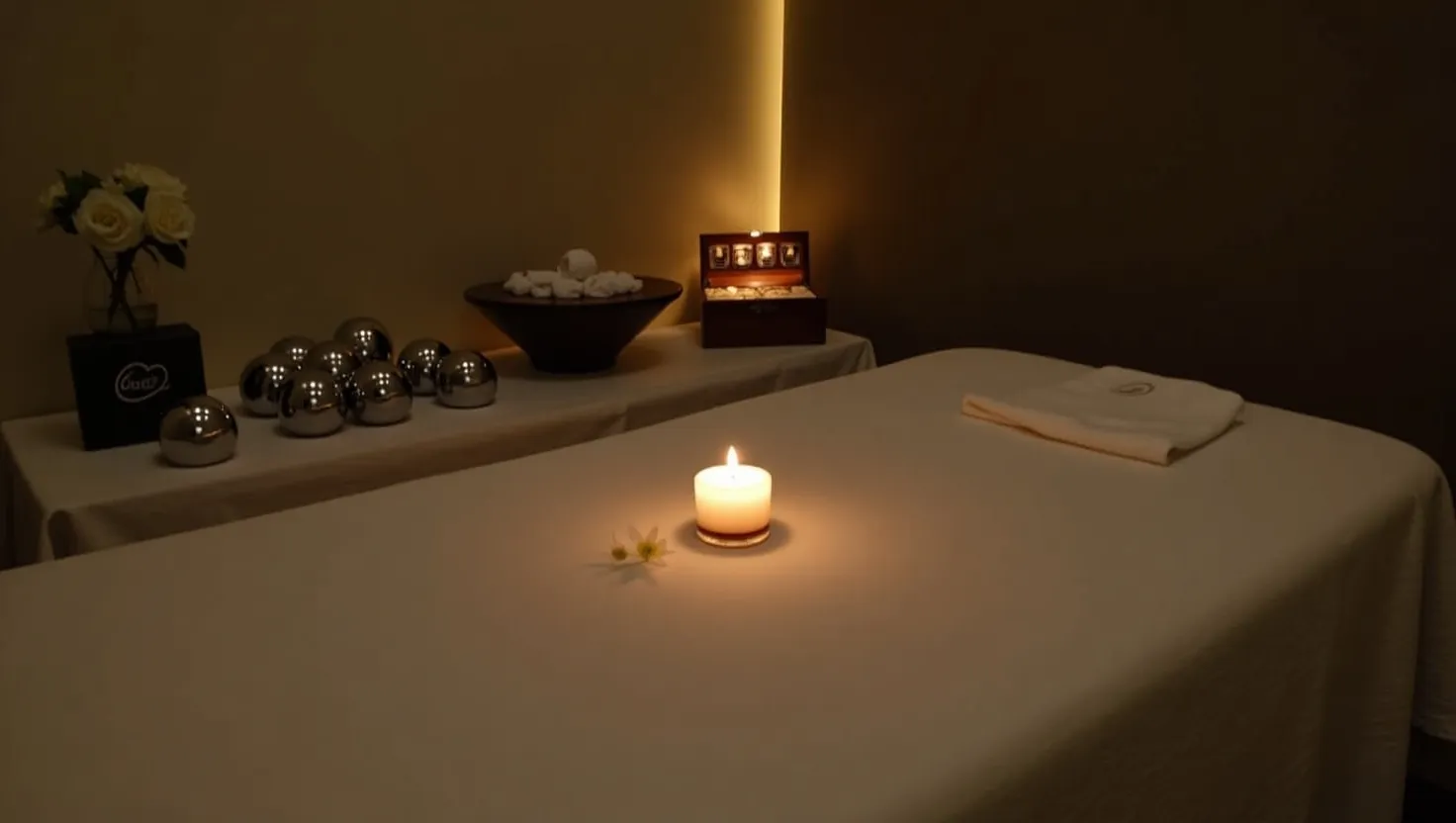 Candle-lit massage room at Le Dôme Spa, Sheraton Abu Dhabi
